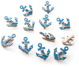 12 stuks kleine blauw-witte scheepsankers decoratieve klemmen 5,5 x 4,5 cm ... decoratieve klemmen houten klemmen mini-wasknijpers als maritieme decoratie voor bruiloft, kinderverjaardag ... — thumbnail 1
