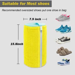 2 Stuks Waszak Schoenen - Schoenwaszak voor Wasmachine - Wasnet voor Schoenen - Waszakken voor Sneakers - Met Rits en Hangende Ring – 360° Uitgebreide Reiniging - Schoenwaszak voor Sport, Witte Schoenen — thumbnail 4