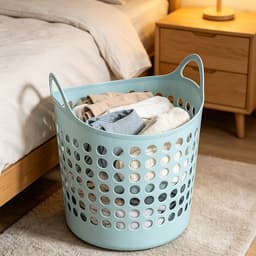Wasmand - Opbergmand - Geperforeerde opbergmand - Opvouwbare wasmand - Plastic wasmand - Kledingopbergmand - Geschikt voor het opbergen van vuile was - Wasmand met handvat - 40x30.5x40cm - Geschikt voor badkamers en slaapkamers — thumbnail 2