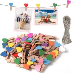 Houten Kledinghangers - Mini Knijpers - Foto's Ophangen - Natuurlijk Hout - 3.5 cm - Houtkleur — thumbnail 1