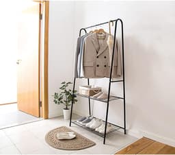 Droogtoren Waskrek - Kledingrek Wielen - Kleding Drogen - 6 Inklapbare Vleugels - 72 x 56 x 152 cm - Zwart — thumbnail 5