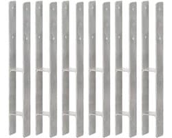 Grondankers - Paalhouders Hekpaal - Tuin Structuren Plaatsen - Voorgeboorde Gaten - 7x6x60 cm - Zilverkleurig