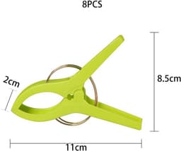8 stuks - Wasknijpers - Kledingknijpers - Handdoekclips voor op het strand - Winddichte clips - Plastic clips - Sokclips - Kleurrijk - Grote plastic clips - Geschikt voor handdoeken dekens kleding dekbedden lakens tapijten en tafelkleden — thumbnail 5