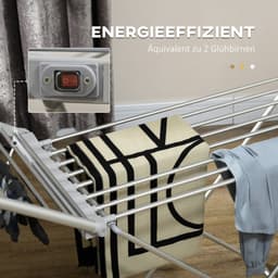 MIVRAY Droogrek – Elektrisch Met Verwarmingsfunctie 45–55 °C – 144 x 53 x 91 cm – Aluminium – Zilver – Inklapbaar Met Uitschuifbare Zijvleugels — thumbnail 5