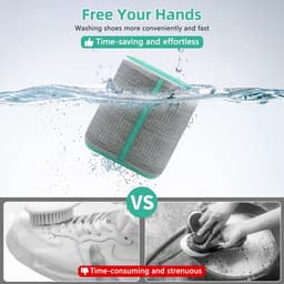 XL, 2-in-1 schoenwaszak, waszak voor schoenen en sneakers met extra reinigingsvak voor zolen, schoenwaszak voor schoenen, wasnet, versterkte ritssluiting, grijs — thumbnail 5