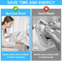 Schoenwaszak voor wasmachine, 2 stuk waszak met borstels voor schoenen, schoenzak voor wasmachine, wasnet voor sneakers, schoenwaszak, voor wasmachine en droger, wit — thumbnail 2