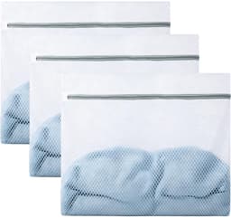 3 stuks waszakken voor wasmachine, 60 x 60 cm, wasnetten, waszakken met honingraatstructuur voor fijne was met ritssluiting, grote waszakken van netstof, voor kousen, jassen, mantels, dekens — thumbnail 1