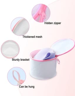 Wasnet voor wasmachine groot, waszak voor sokken, beha's, ondergoed en lingerie, set van 4 roze beha, wasnet,16 cm * 16 cm — thumbnail 4