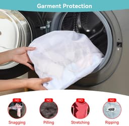 Wasnet groot, wasnet voor wasmachine 60 x 90 cm, met trekkoordsluiting, wasnet fijnmazig, voor gordijnen, tapijten, badhanddoek, beha-wasnet (wit, 60 x 35,43 inch) — thumbnail 3