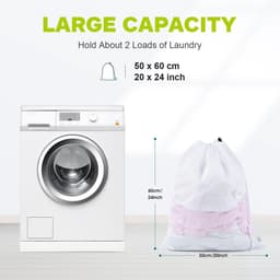 Set van 2 Fijne Mesh Waszakken met Trekkoord voor Wasmachine, Reizen en Studentenwoningen - Ideaal voor Kleding en Speelgoed — thumbnail 4