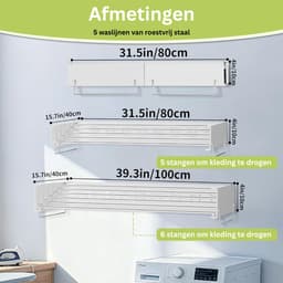 CRLYN® Wasrek Hangend Trapgat - Wasrek - Droogrek - Droogrek Trapgat - Wit — thumbnail 3