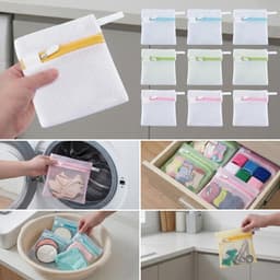 10 Kleine Waszakken voor Wasmachine, 13 x 12 cm Wasnet met Honingraatstructuur en Verborgen Rits, Fijne Was Organizer voor Sokken Lingerie Reizen en Opbergen — thumbnail 3