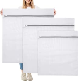 3 Stuks Wasnet voor Wasmachine 50 x 60cm+80 x 90cm Waszakken in Fijnmazig Polyester Waszak voor Wasmachine met Verborgen Ritssluiting voor Dekens, Jassen, Gordijnen, Lakens en Knuffels — thumbnail 1
