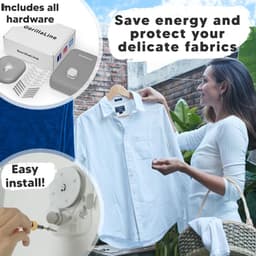 SnelShoppen - Intrekbare Waslijn Heavy Duty voor Binnen en Buiten - Wandgemonteerd Droogrek voor Kleding Drogen aan de Lucht - Ideaal voor Tuin, Balko — thumbnail 3