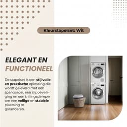 Wasmachine Droger Stapelkit - Wasmachine Verbindingsframe - Stapelrek voor Wasmachine en Droger - Ruimtebesparende Houder - Verstelbare Apparaten Steun - Kunststof Stapelset — thumbnail 3