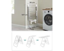 Conway Living® - Droogrek / Wasrek Inklapbaar - Vrijstaand met Verstelbare Vleugels - RVS - Voor Binnen & Buiten - Wit / Zilver