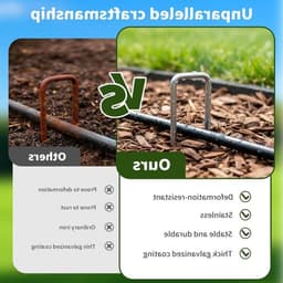 U-vormige grondankers met onderlegringen voor onkruidvlies, verzinkt staal, 150 x 30 x 3 mm, ideaal voor tuinbevestiging en tenten, 200 stuks — thumbnail 5