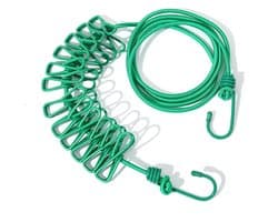 Camping Clothesline-180 cm, Travel Clothesline with Clips, Portable Elastic Clothesline, Extendible, Outdoor Holiday, Clothes Line for Travel, Dormitory, Camping Accessories, with 12 Clothespins
