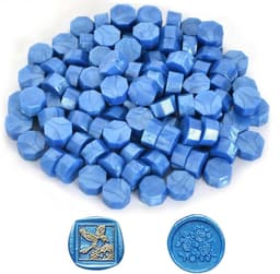 100 Stuks Blauwe Wasbolletjes voor Octagonale Wax Seal - Perfect voor Brieven, Uitnodigingen en Cadeauverpakking — thumbnail 1