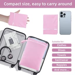 Thijox - 2 Stuks Natte Bagage Tas, Waterdichte Waszak met Ritssluiting, Herbruikbaar, Lichtgewicht & Opvouwbaar, 40 x 30 cm, Blauw en Roze, Ideaal voo — thumbnail 4