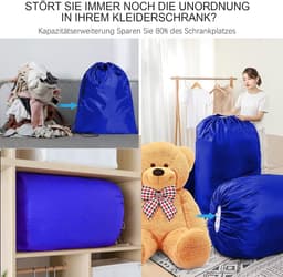 Waszakken, trekkoord, opvouwbare waszak, waszak, 70 x 115 cm, 2 stuks, blauw — thumbnail 5