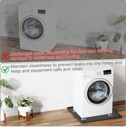 Namajunas - Wasmachine lekbak 60x60 cm - 4 Trillingsdempers wasmachine - Siliconen opvangbak - Opvangbak tegen lekkage - Lekbescherming, badkuip voor wasmachines, drogers, vaatwassers, koelkasten, airconditioners - Trillingsmat - Voetjes Droger — thumbnail 4