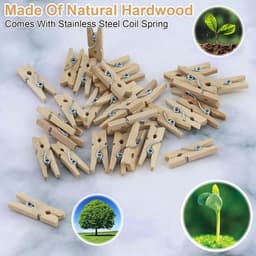Knijpers Mini 150 Stuks - Houten Knijpers - Decoratieve Klemmen - Henneptouw - I-vormige Spijkers - Lichtgewicht 100 g — thumbnail 5