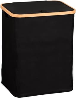 Wasmand, Materiaal: Bamboe, Polyester, Afmetingen: 41 x 33 x 51 cm, Kleur: Zwart, Bruin, 19594 — thumbnail 1