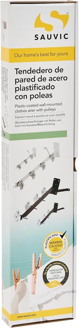 Witte Plastic Met een laag bedekte Kleren Airer met 8 Katrollen — thumbnail 2