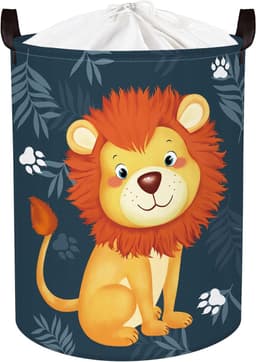 45L Leeuw Inklapbare Kinder Wasmanden voor Slaapkamer Waterdichte Eucalyptus Bladeren Opslag Wasmand met Trekkoord, 36 * 45cm | Opbergdoos voor bestek, wasmand, opvouwbaar, stoffen opbergkubus, speelgoedmand voor kinderen, wasbak, waterdicht — thumbnail 1