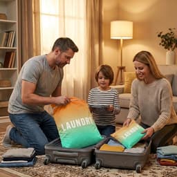 Reiswaszakken Set van 2 - Grote en Kleine Waterdichte Waszakken met Dubbele Rits en Handvat, Perfect voor Camping en Reizen, Oranje-Groen Gradient Kleur — thumbnail 3