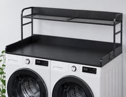 Lifero Wasdroger Werkblad - Aanrecht Wasruimte - Wasmachine Organiseren - Ombouwmeubel Zwart met Plank - Afdekplaat Ombouw Droger — thumbnail 5