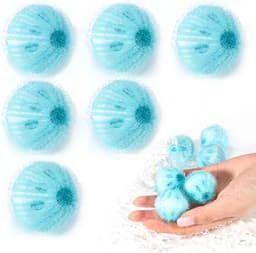 SnelShoppen - Pack van 6 Dierenhaar Verwijder Ballen voor Wasmachine, Herbruikbare Lintballen van Microvezel, 3.5 cm, Verwijdert Pluis, Dierenhaar, Bl — thumbnail 1