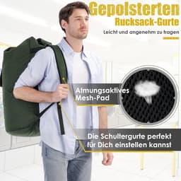 Waszak vuile was XXL 115 liter, waszak voor op reis met 2 gevoerde schouderbanden, waszak voor op reis, opvouwbare opbergzak, kledingtas, plundry bag rugzak — thumbnail 3