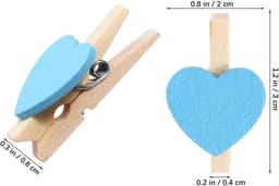 50-stuks Clips - Houten clips - Mini clips - Fotoclips - Hartvormige mini wasknijpers - Mini houten hartvormige wasknijpers - 1.5×3×0.5cm - Geschikt voor foto's, paperclips, zelfgemaakte Valentijnskaarten, tekeningen, scrapbooks, enz. - Blauw — thumbnail 3