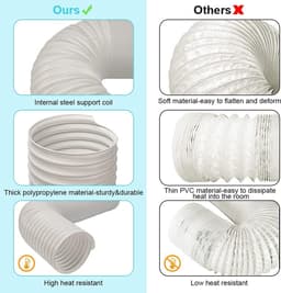 Slang voor mobiele airco, diameter 5,9 inch (ca. 15 cm), lengte 78,7 inch (ca. 200 cm) | Zonder aansluitstuk, universele vervanging, compatibel met de meeste raamafdichtingssets voor mobiele airco's — thumbnail 4
