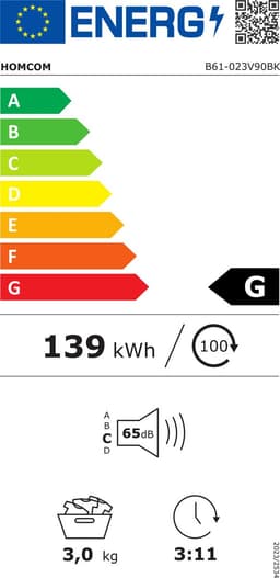 HOMCOM Laundry Dryer-Stahl, Edelstahl-49L x 43B x 61H cm-Schwarz — thumbnail 2