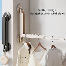 Intrekbaar Droogrek - Wandrek Wasrek - Kleding Drogen - Sterke Zuignap Bevestiging - 28 cm Lengte - Zwart — thumbnail 2