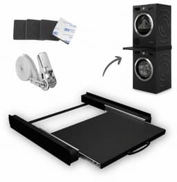 Dastium Home - Zwarte Stapelkit Wasmachine en Droger - Stapelset Wasmachine en Droger - Tussenstuk Wasmachine en Droger - Universeel - Zwart — thumbnail 1