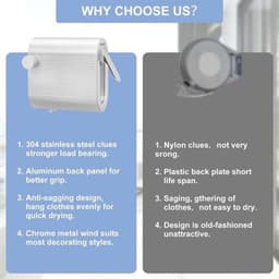 Intrekbare Waslijn 4,2m RVS - Wandmontage Waslijn Uittrekbaar voor Binnen en Buiten — thumbnail 3