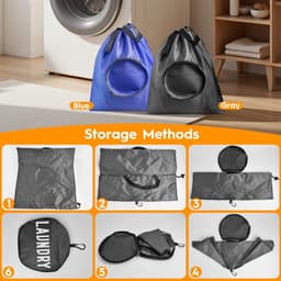 SnelShoppen - 2 stuks opvouwbare waterdichte waszakken met trekkoord, 53x52 cm, draagbare opbergzak voor vuile kleding, ideaal voor kamperen, reizen, — thumbnail 3