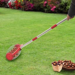 Notenverzamelaar - Rol opruimer - Tuin opruimen - Verstelbare steel - 15 liter zak - Zilver en rood — thumbnail 5