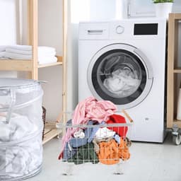 Wasmand op wielen - Opbergmand - Kleding sorteren - Met handgrepen - 38x31x28.5cm - Wit — thumbnail 5