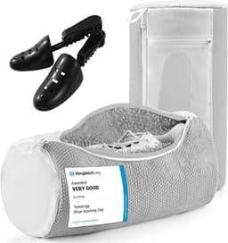 SnelShoppen - Teletrogy 3-in-1 Waszak voor Schoenen 2 Stuks, Grijs - Chenille Vezels, Verborgen Rits, Perfect voor Wasmachine, Diep Reinigend, Schoenw — thumbnail 1