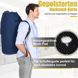Grote Waterdichte Waszak voor Vuile Kleding - 115 Liter, Vouwbare Opbergzak met 2 Gevoerde Schouderbanden, Ideaal voor Reizen en Thuisgebruik — thumbnail 5