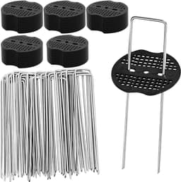 SnelShoppen - Pack van 50 U-vormige pennen, zilver met afgeschuinde hoeken, kunstgras pennen 150 mm x 40 mm, gegalvaniseerd staal grondankers voor afr — thumbnail 1