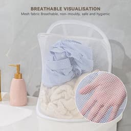 Vouwbare Wasmand 40 x 29.5 cm in Wit en Grijs, Set van 2 - Wandmontage Waszak voor Organiseren van Speelgoed en Kleding in Kinderkamer — thumbnail 5