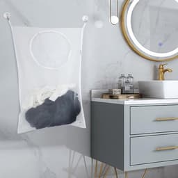 Set van 2 hangende wasmanden in wit, gemaakt van duurzaam materiaal, ideaal als waszak en organizer voor slaapkamer en badkamer met handige deurbevestiging — thumbnail 3