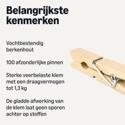 SnelShoppen - 100 Stuks Houten Wasknijpers met Veer - Duurzaam en Sterk voor Tuin, Keuken en Feestdecoraties - Ideaal voor Kleding, Foto's en Creatiev — thumbnail 4
