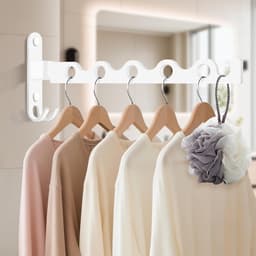 SnelShoppen - Opvouwbare Wand Droogrek met 90° Rotatie voor Badkamer, Slaapkamer, Hotel, Wasruimte (Wit, 2 Pack + Bar) — thumbnail 4